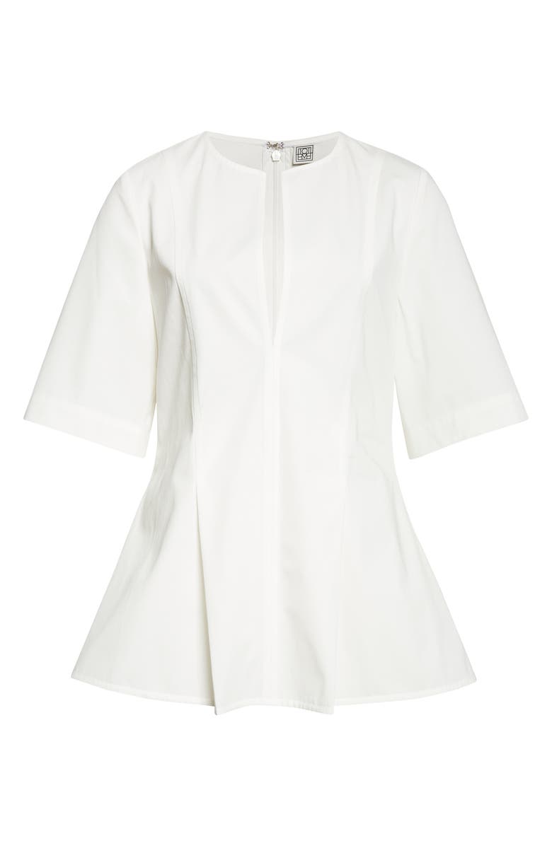 TOTEME Tailored Cotton Tunic Top, Alternate, color, White