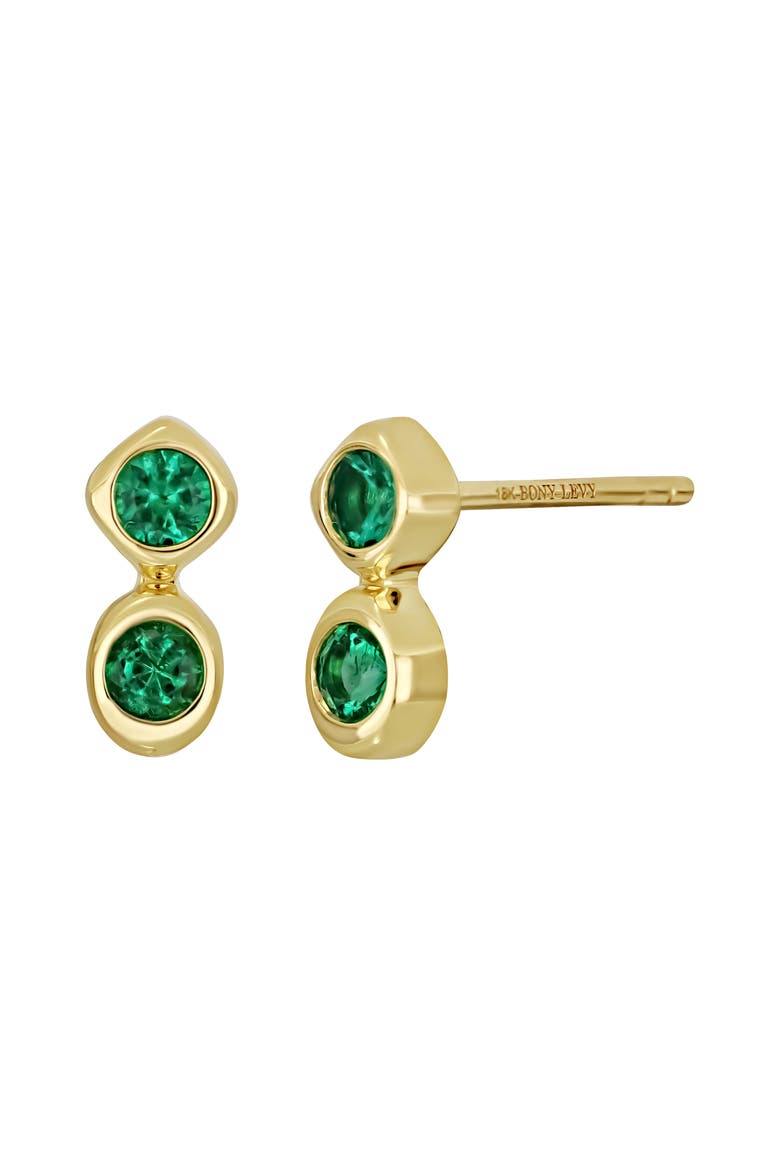 El Mar 18k Gold Emerald Stud Earrings, Main, color, 18K YELLOW GOLD