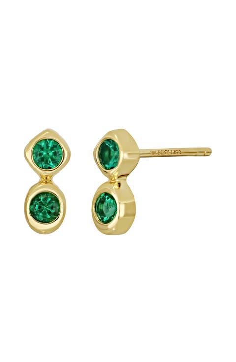 El Mar 18k Gold Emerald Stud Earrings