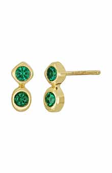 El Mar 18k Gold Emerald Stud Earrings