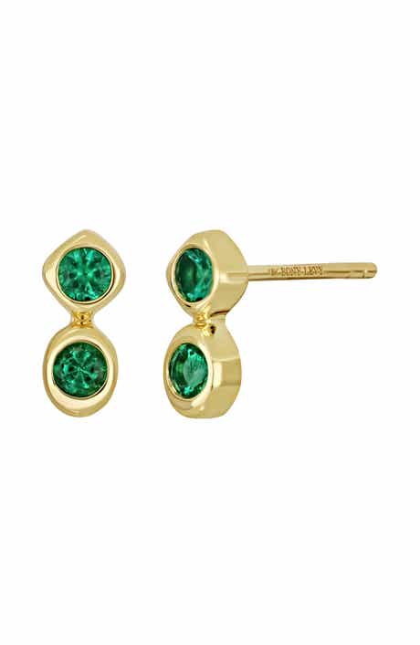 El Mar 18k Gold Emerald Stud Earrings