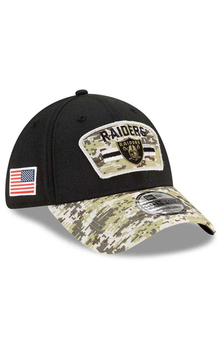 New Era Men's New Era Black/Camo Las Vegas Raiders 2021 Salute To Service 39THIRTY Flex Hat, Alternate, color,