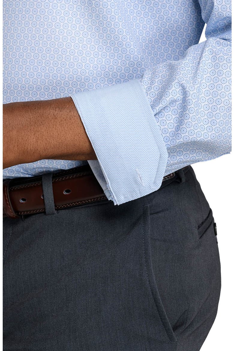 Circle Geo Performance Dress Shirt, Alternate, color, WHITE/ BLUE