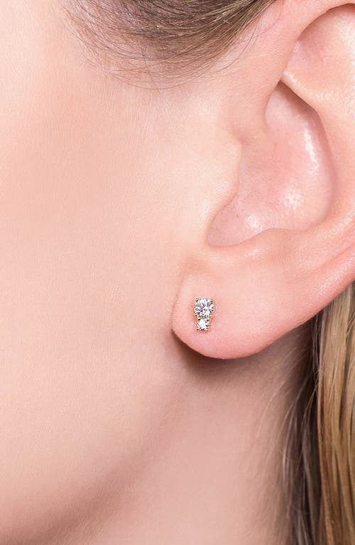 Lana Double Diamond Stud Earrings In White