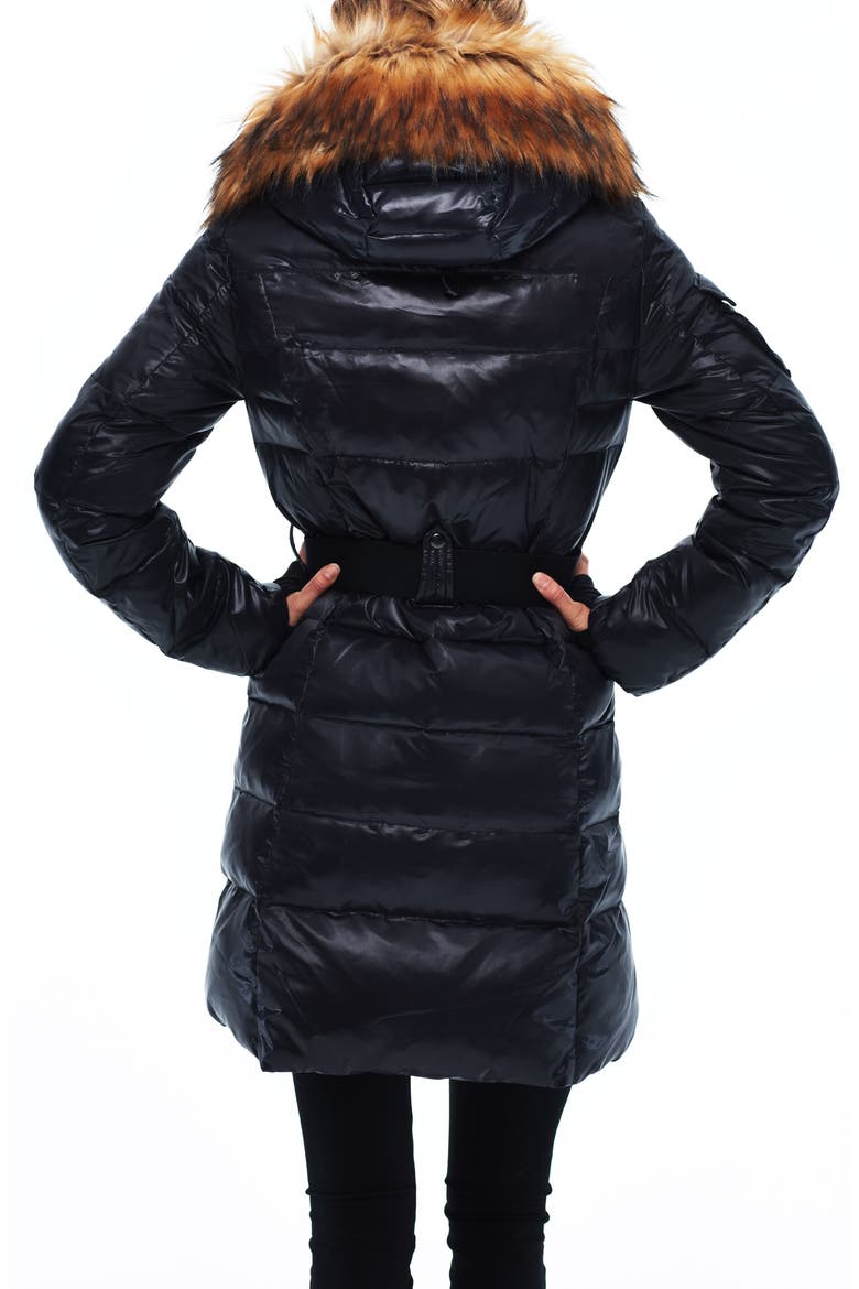 Chalet Water Repellent Puffer Coat with Faux Fur Trim, Alternate, color, JET/ NATURA