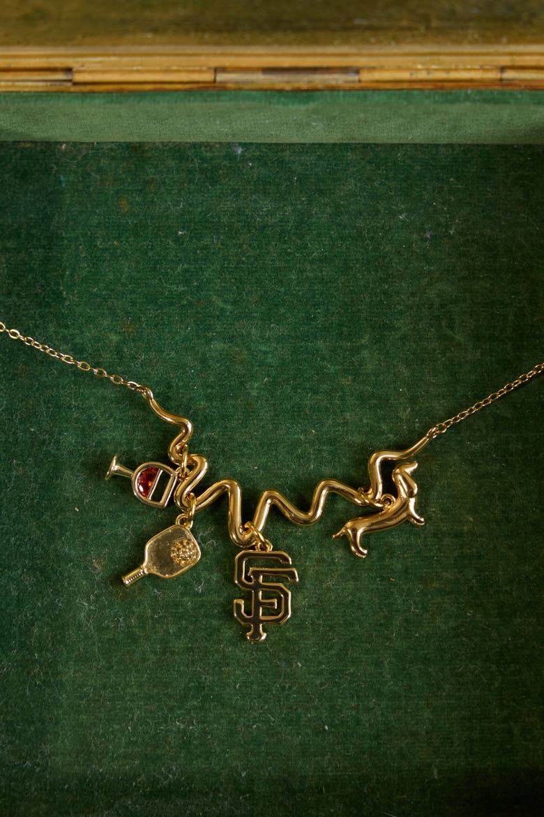 Contour Charm Necklace, Alternate, color, Gold