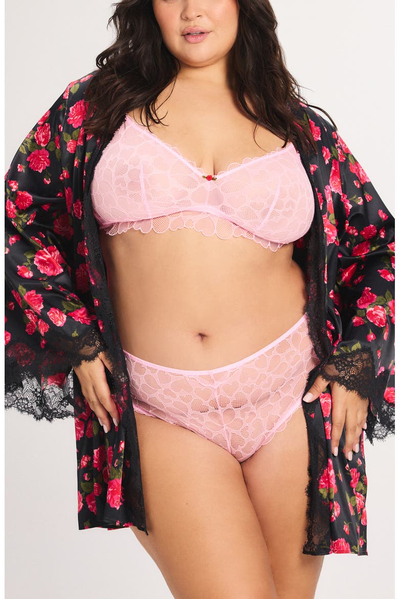 Nite Shade Short Sleep Robe, Alternate, color, HOT HEAVY PINK ROSY PASSIONS