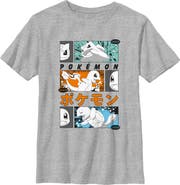 POKEMON Boy's Pokemon Starter Trio Retro Manga Graphic T-Shirt