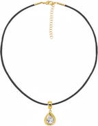 BY ADINA EDEN Colored CZ Pear Bezel Pendant & Rope Chain Choker Necklace