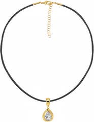 BY ADINA EDEN Colored CZ Pear Bezel Pendant & Rope Chain Choker Necklace