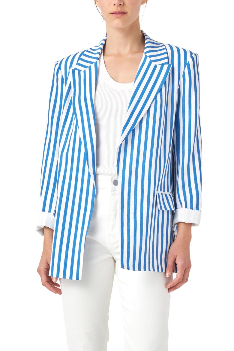 Stripe Blazer, Alternate, color, BLUE STRIPE