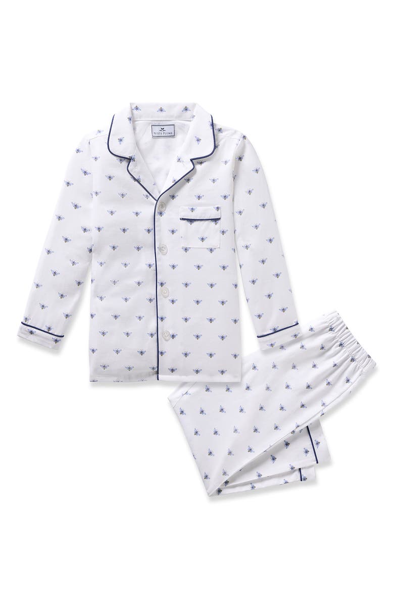 Petite Plume Kids' Bee Print Cotton Blend Twill Two-Piece Pajamas, Main, color, 