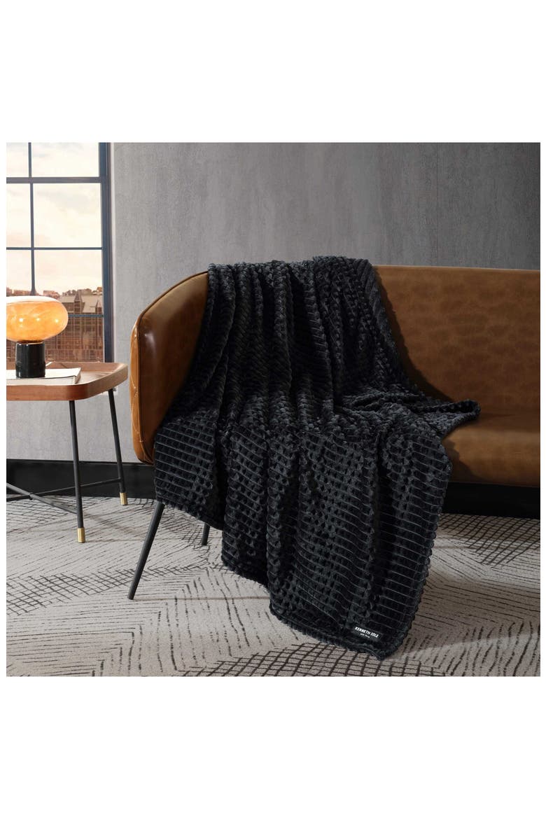 Solid Textured Plush Throw, Alternate, color, BLACK