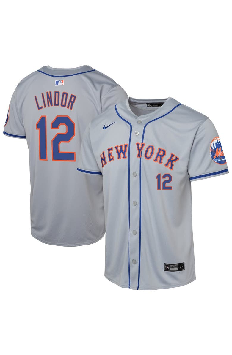 Nike Youth Nike Francisco Lindor Gray New York Mets Road Limited Player Jersey, Alternate, color, 