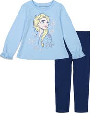 Disney Queen Elsa Frozen Long Sleeve T-Shirt & Leggings Set