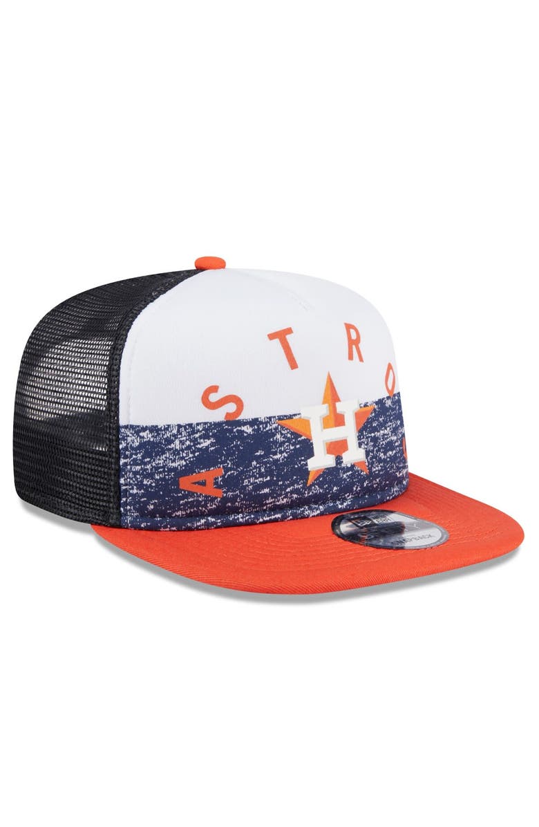 New Era Men's New Era White/Orange Houston Astros Team Foam Front A-Frame Trucker 9FIFTY Snapback Hat, Alternate, color, White