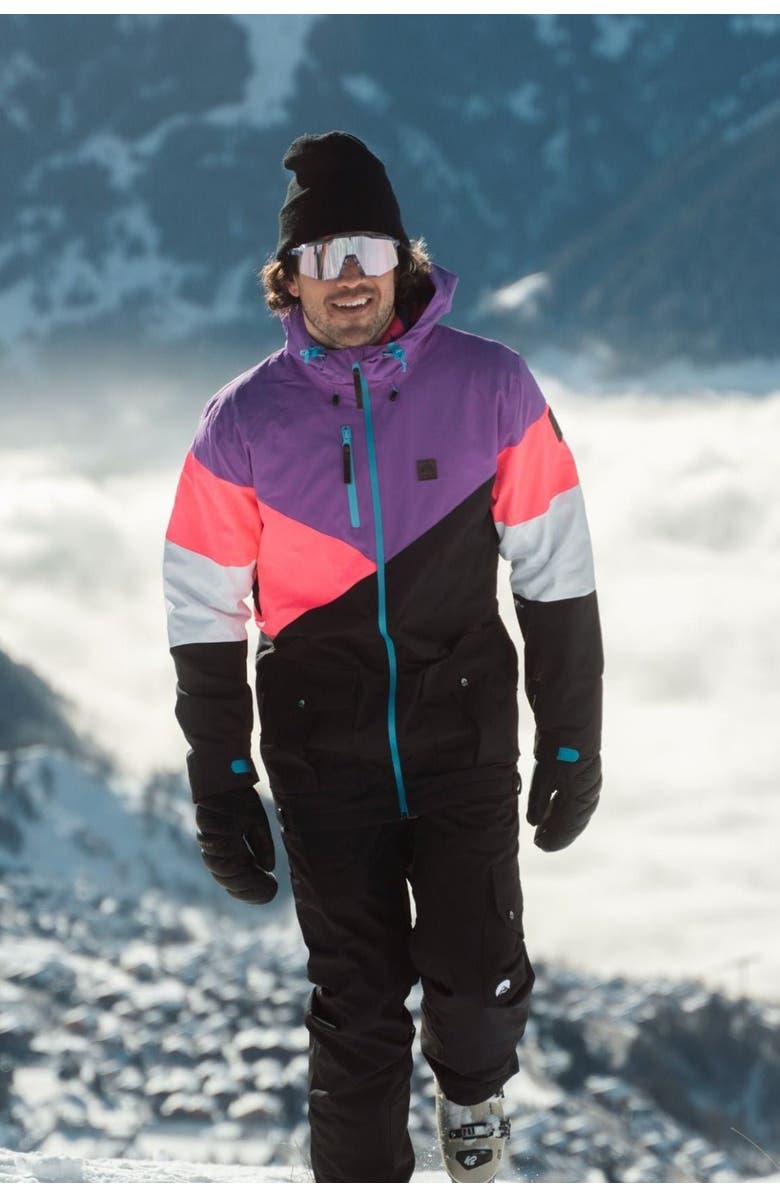 OOSC Fresh Pow Men's Ski & Snowboard Jacket - Neon Pink, Purple & Black, Main, color, Neon Pink, Purple & Black