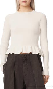 AllSaints Jas Rib Knit Peplum Sweater
