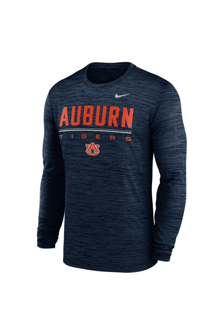 Men's Nike Navy Auburn Tigers Sideline Velocity Dri-FIT Long Sleeve T-Shirt, Alternate, color, Navy