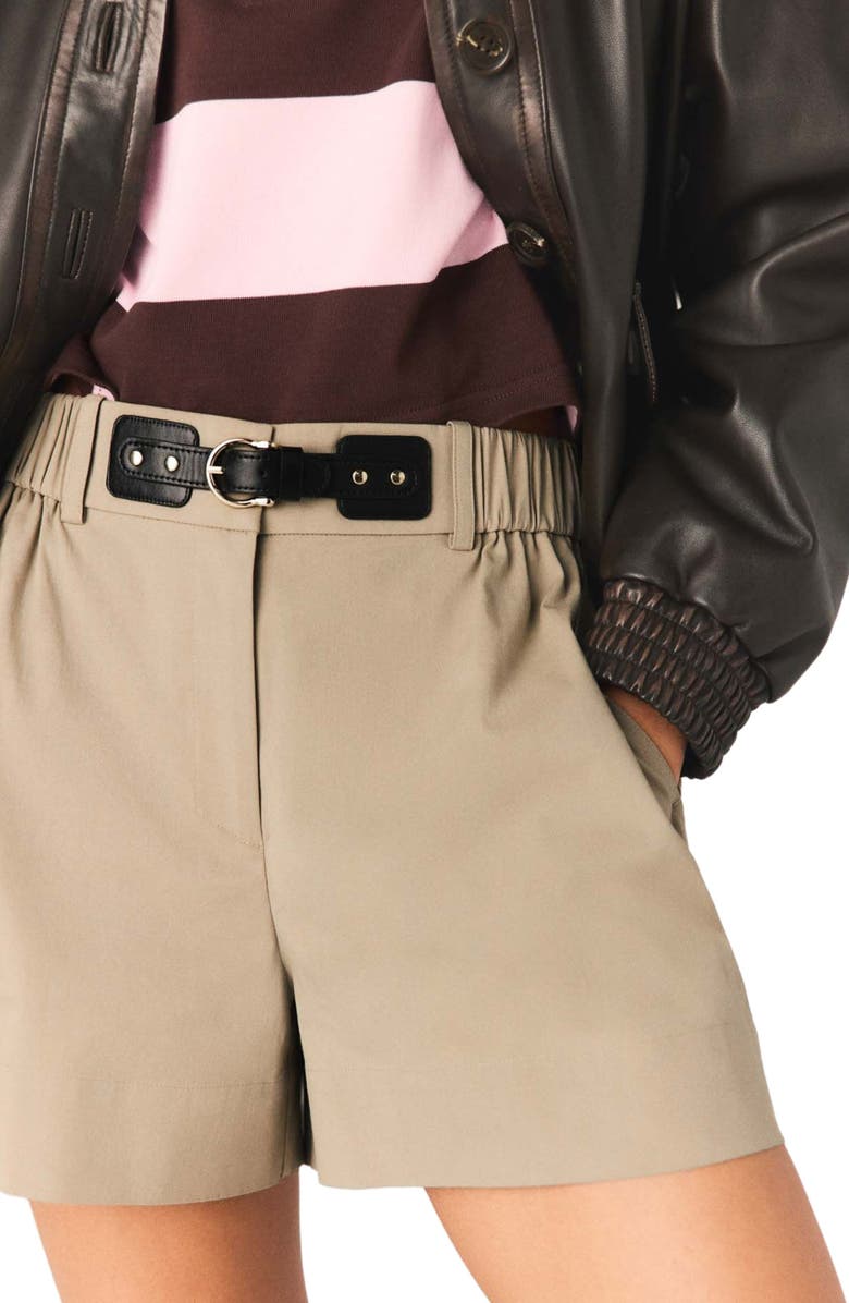 maje Cotton shorts, Alternate, color, Camel