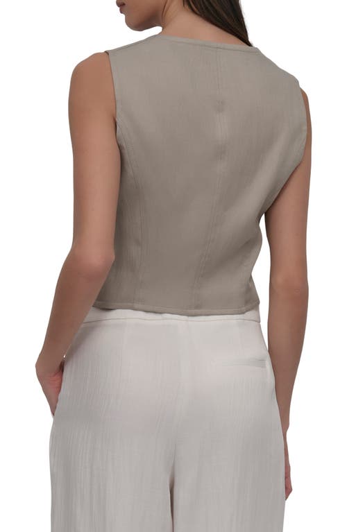 Shop Dkny Zip Front Seamed Corset Top In Vintage Khaki