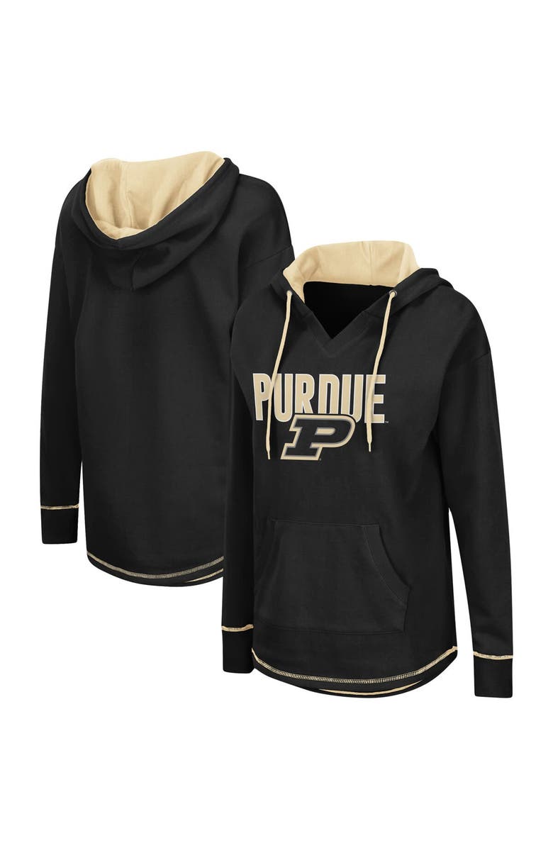 COLOSSEUM Women's Colosseum Black Purdue Boilermakers Tunic Pullover Hoodie, Main, color, 
