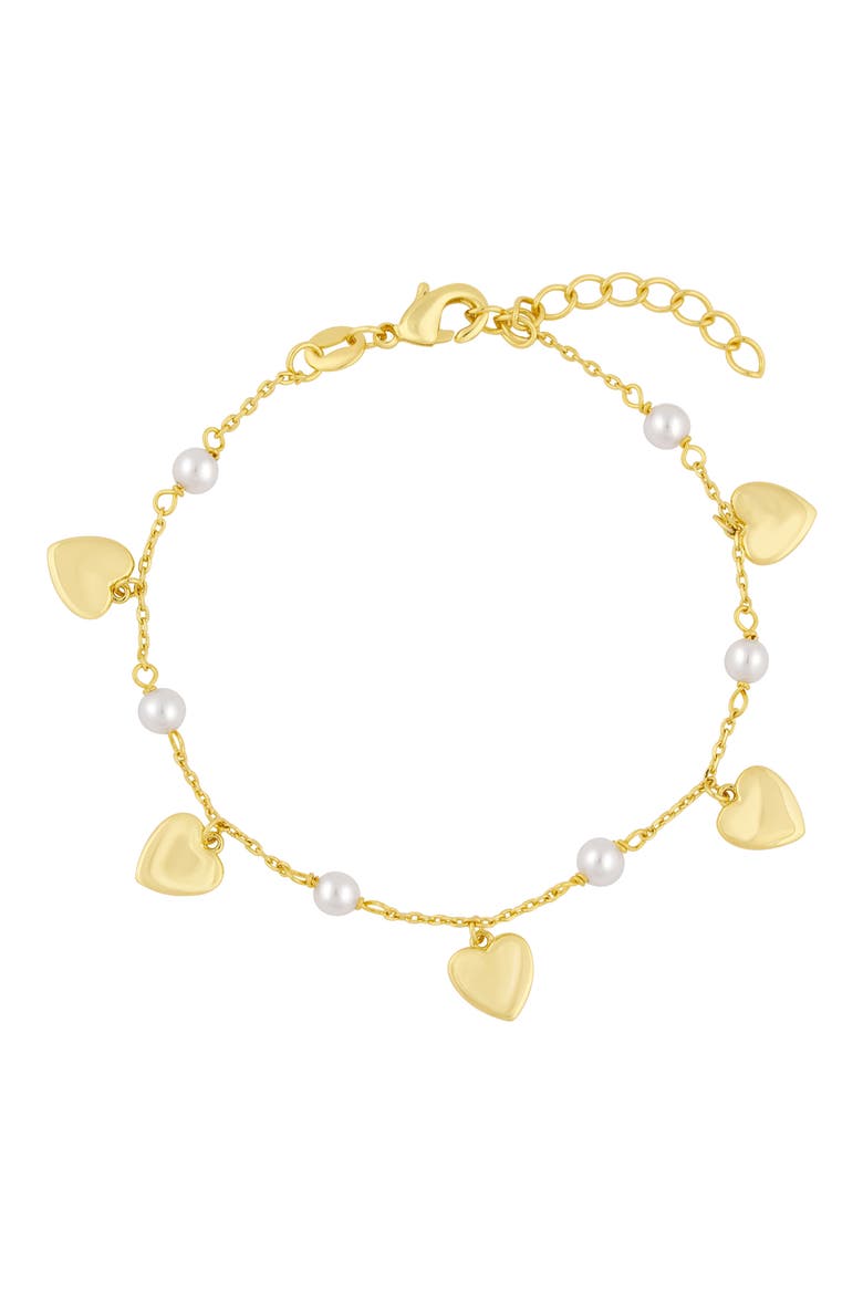 Heart Charm Imitation Pearl Anklet, Main, color, GOLD