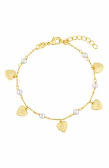 Heart Charm Imitation Pearl Anklet