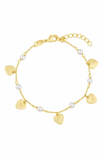 Heart Charm Imitation Pearl Anklet