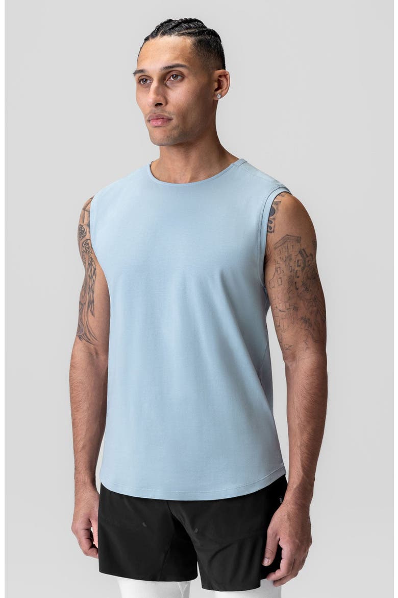 Creora Cotton Modal Cutoff Tank, Main, color, Light Sky