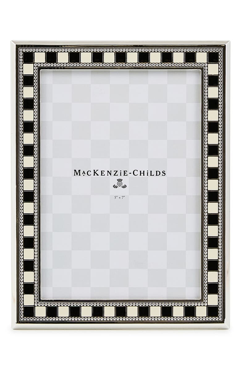 MACKENZIE CHILDS Celebrate Check 5 x 7-Inch Picture Frame, Main, color, Black