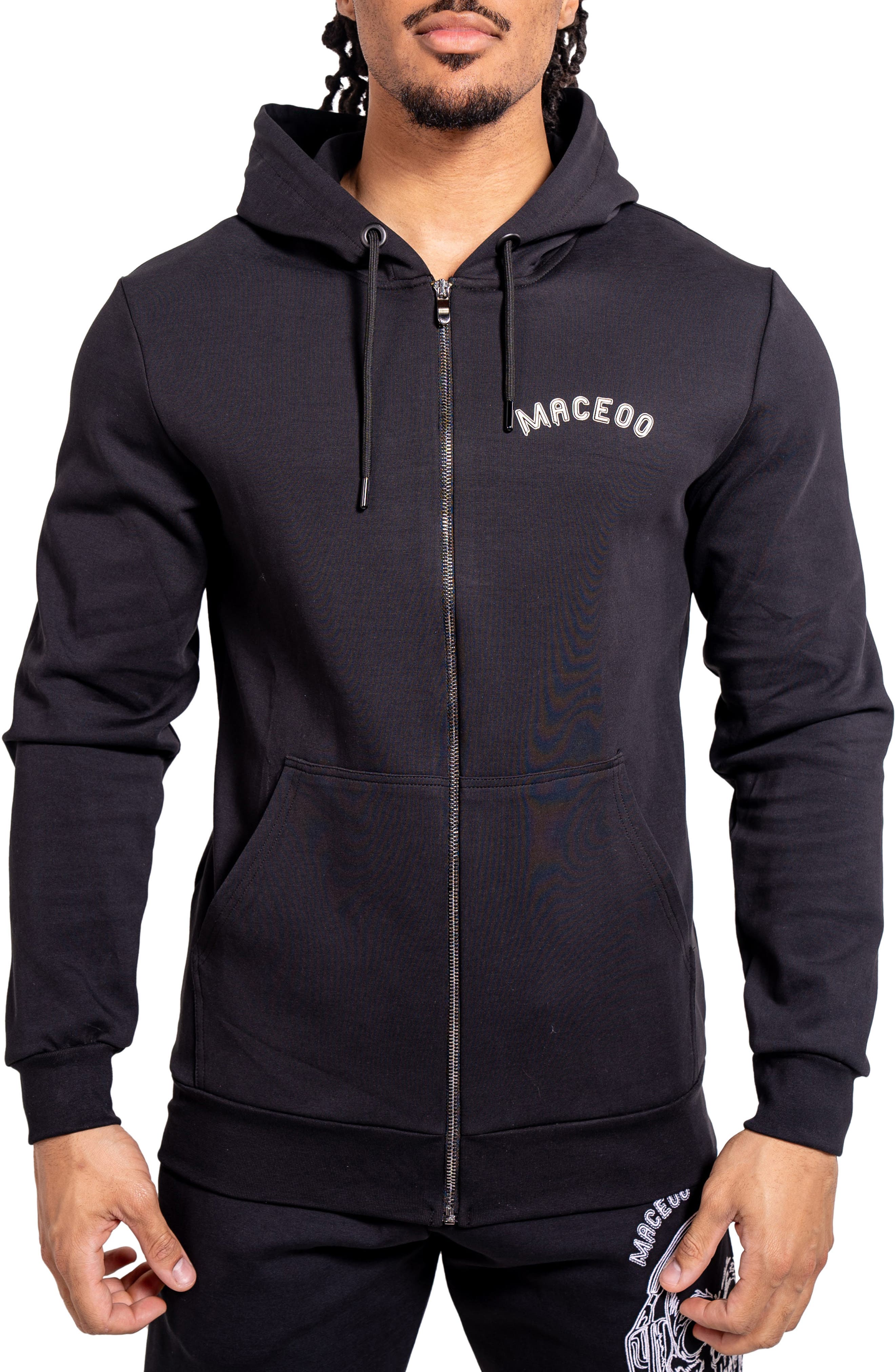 Maceoo Skull Graphic Zip-Up Hoodie