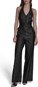 BCBG Snakeskin Foil Halter Jumpsuit