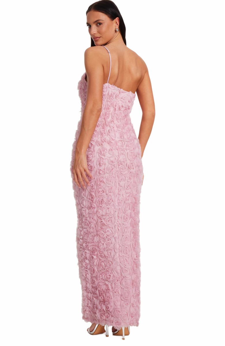 QUIZ One Shoulder Cut Out 3D Floral Maxi Dress, Alternate, color, Blush