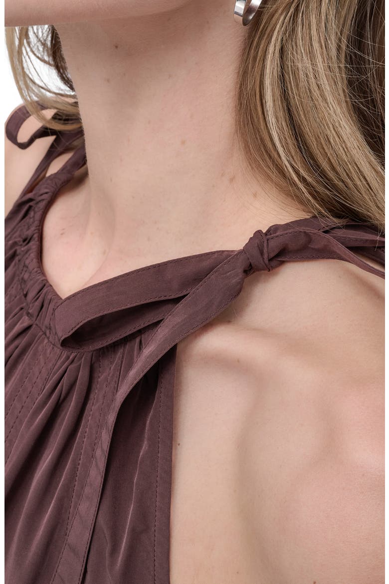 Seamed Halter Midi Dress, Alternate, color, CHOCOLATE