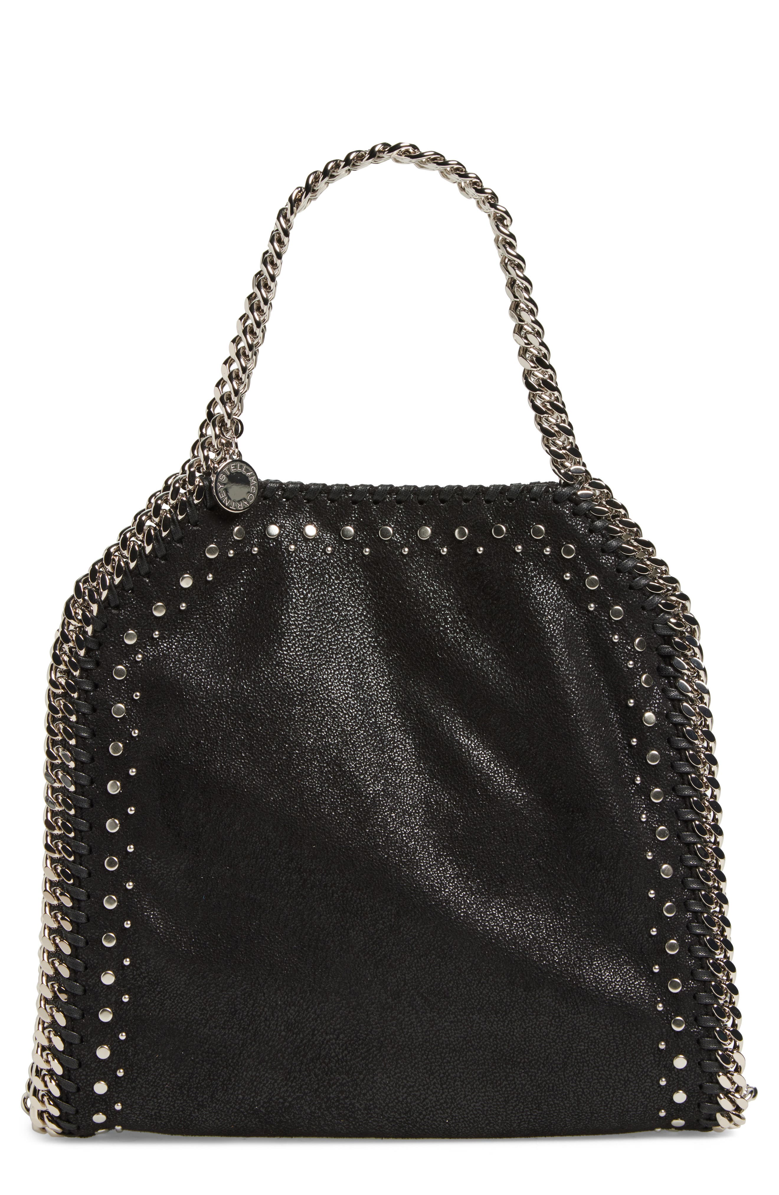 Stella McCartney Mini Falabella Studded Faux Leather Tote, Main, color, 