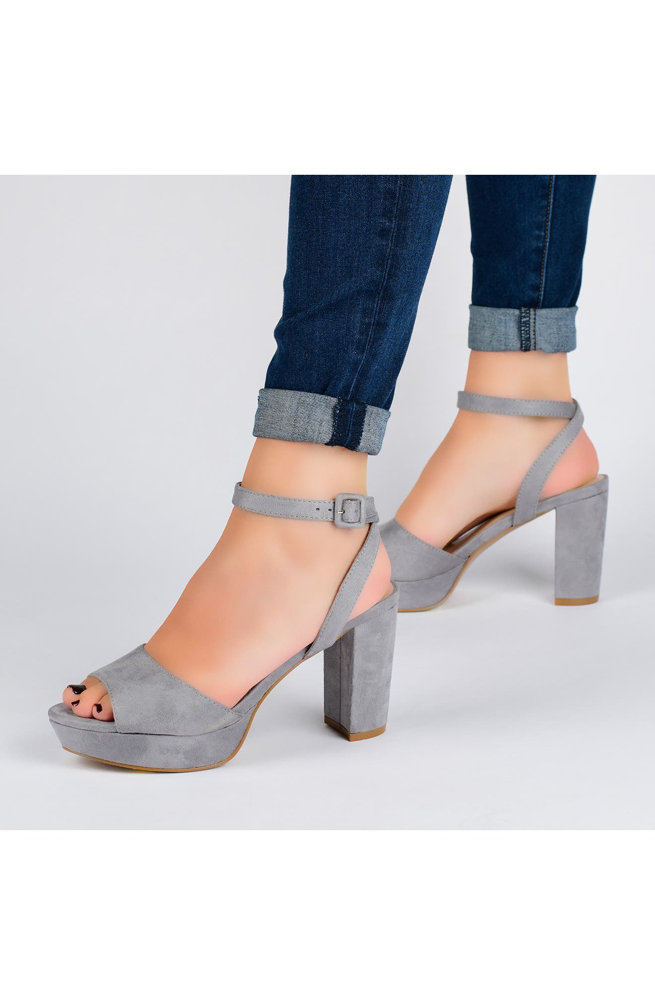 Journee Collection Nairri Platform Sandal - Wide Width, Alternate, color, Grey