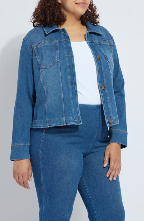 Curve Hem Denim Jacket (Plus)