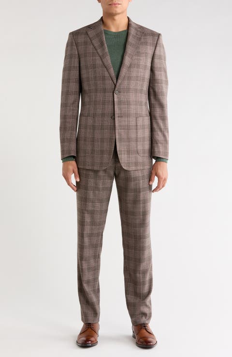 Plaid Two-Button Notch Lapel Suit