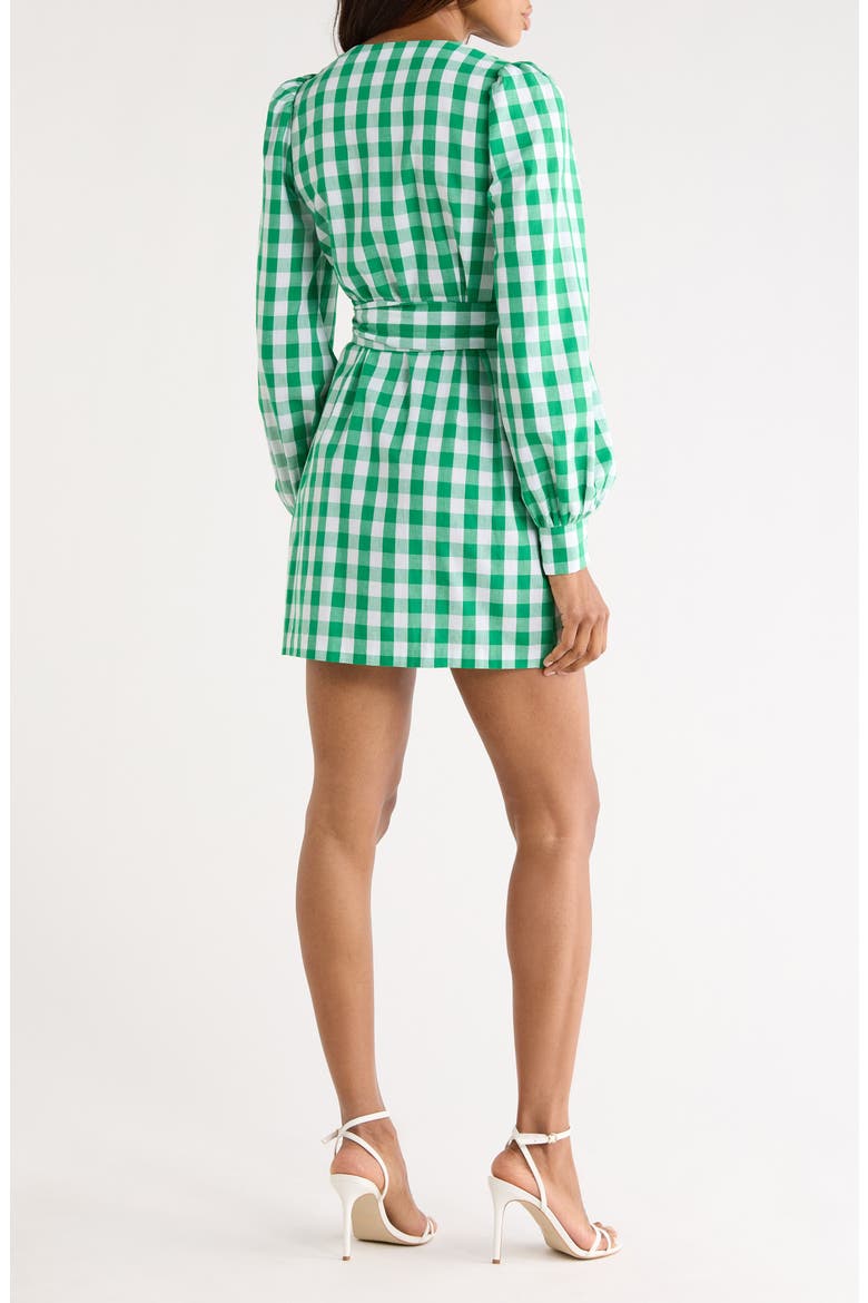 Amira Gingham Minidress, Alternate, color, INDIAN GREEN/ WHITE