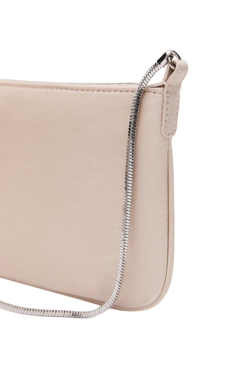 Mango Slim Canvas Chain Handle Bag In Beige