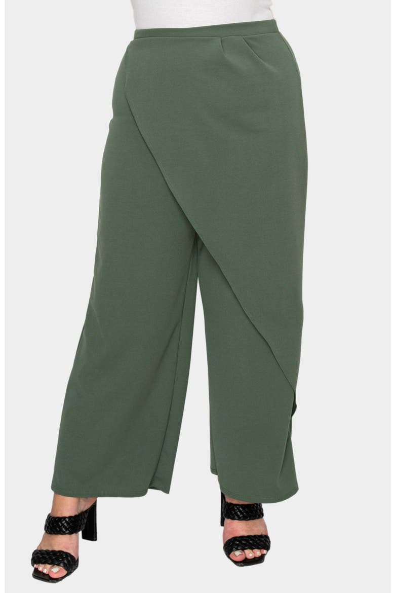 Ivy Faux Wrap Pants, Main, color, DARK SAGE