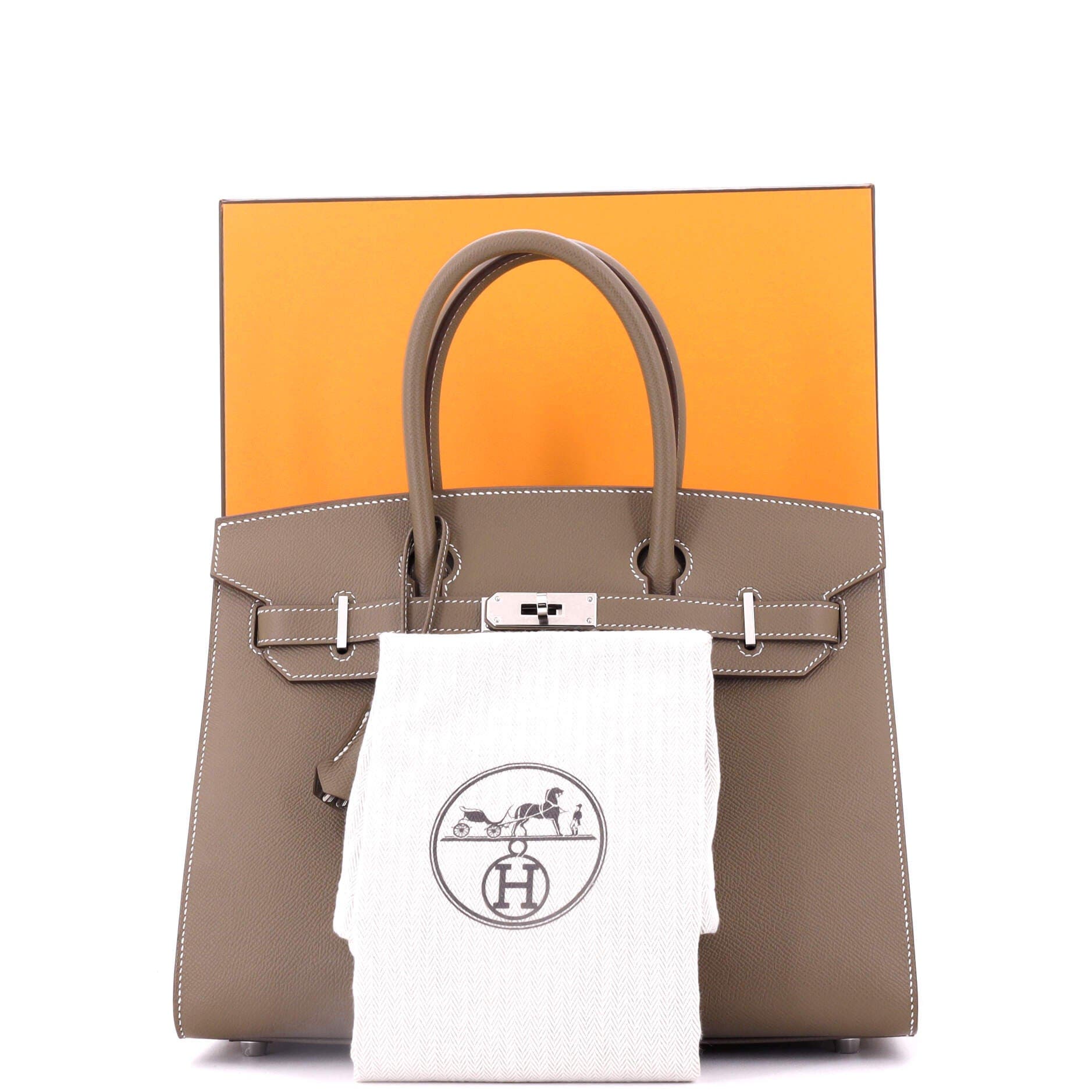 Pre-Owned Hermes Birkin Sellier Bag Grey Epsom with Palladium Hardware 30, Alternate, color, 