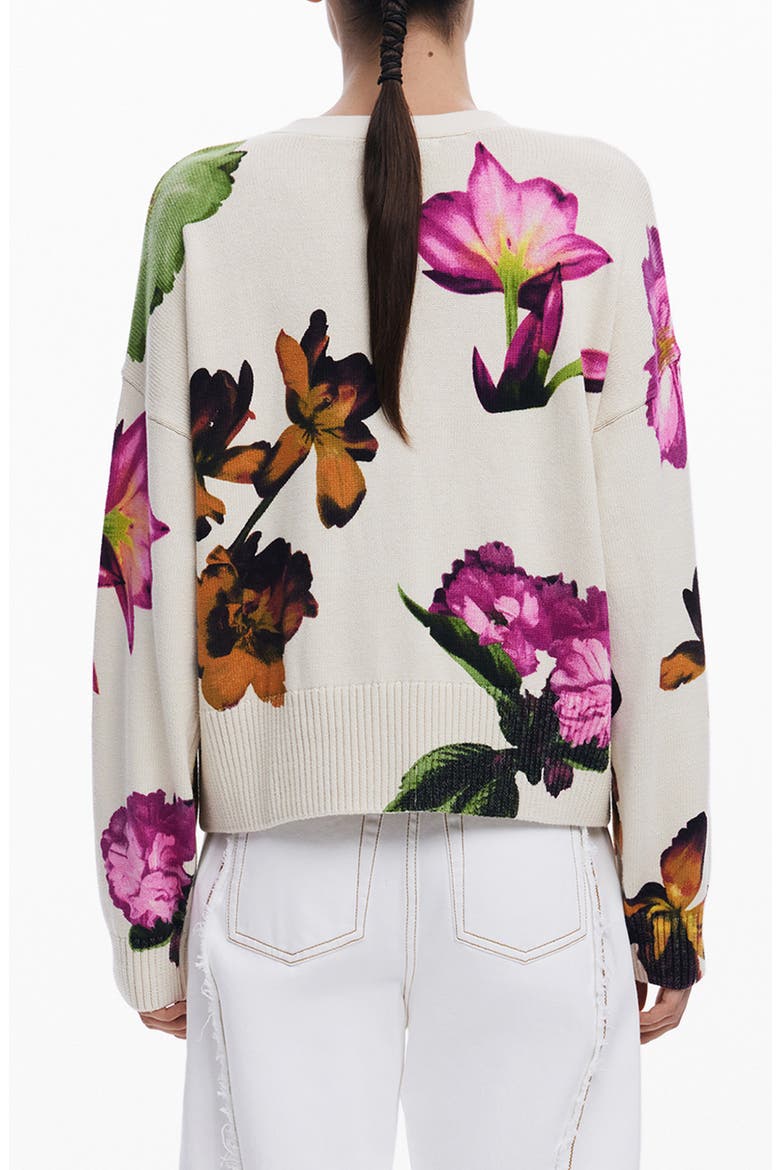 Floral Print Cardigan, Alternate, color, LIGHT BEIGE