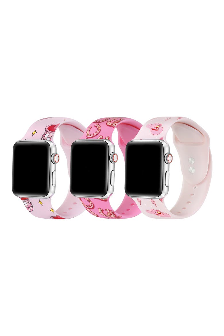 Pack of 3 Silicone Apple Watch® Watchbands, Main, color, PINK ASSORTED