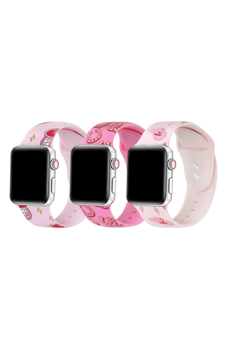 The Posh Tech Pack of 3 Silicone Apple Watch<sup>®</sup> Watchbands, Main, color, Pink Assorted