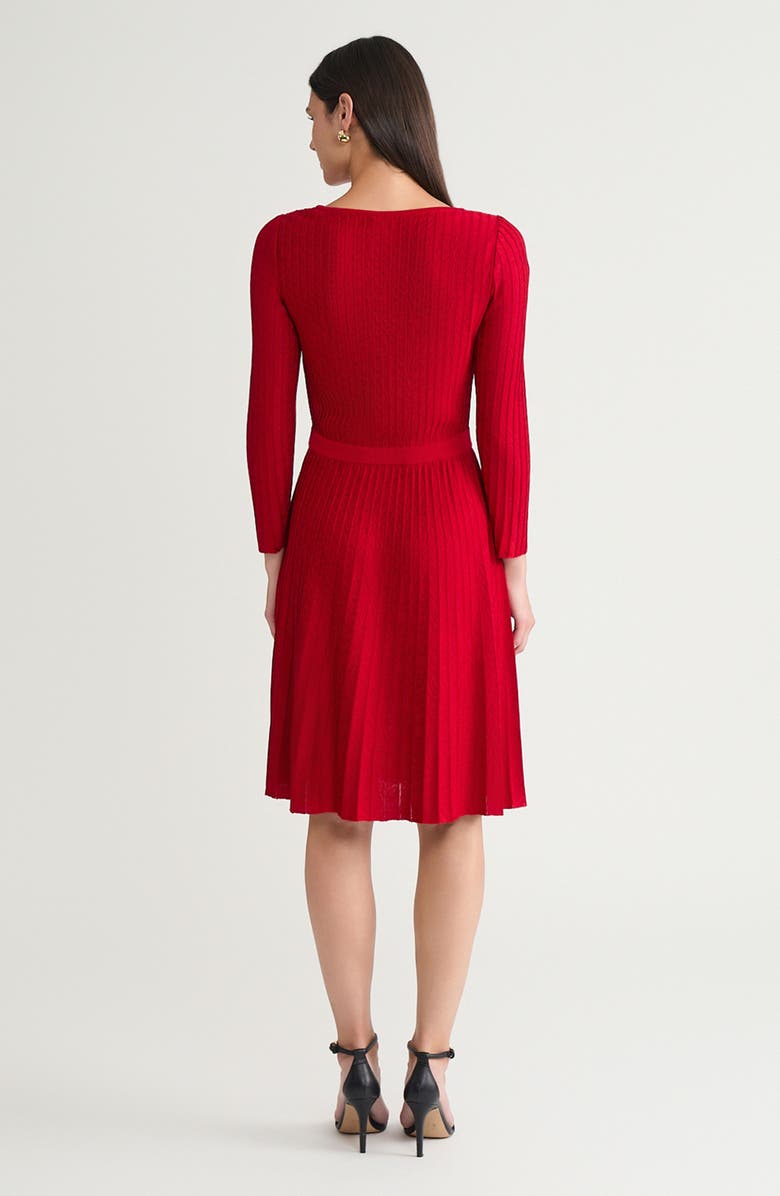 Ming Wang Fit-N-Flare Tonal Stitch Knit Dress, Alternate, color, Holiday