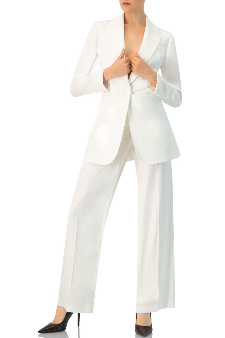 Single Button Cotton Blazer, Alternate, color, White