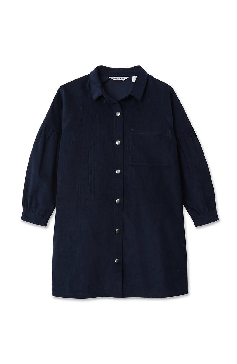 Lands' End Girls 3/4 Sleeve Corduroy Shirt Dress, Main, color, Classic Navy