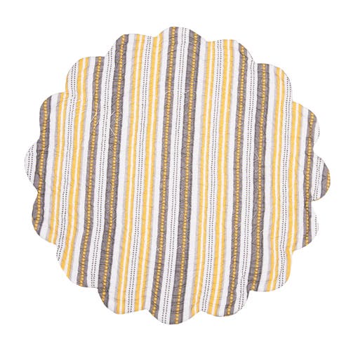 C & F Home C&f Home Shay Damask Round 100% Scalloped Edge Dining Placemats Set Of 6 All Seasons, 17" In Neutral